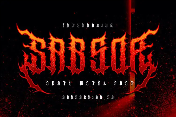 SabsoR Metal Horror Font 潮流街头恐怖火焰死亡金属地下摇滚乐队logo纹身英文字体包
