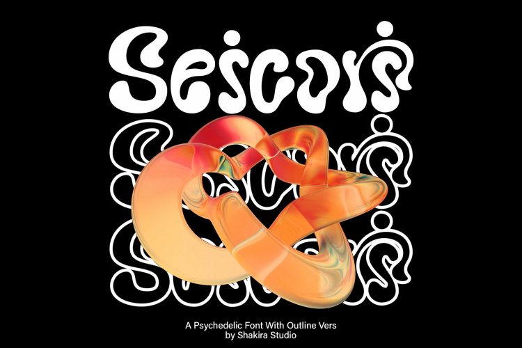 Seicori – Psychedelic Font Display 60年代复古迷幻扭曲圆润波西米亚风杂志海报标题设计英文字体安装包