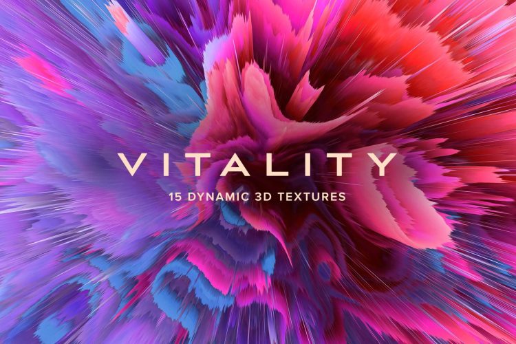 Vitality 15 Dynamic 3D Textures 未来活力多彩专辑封面海报包装设计抽象艺术爆炸背景图片素材