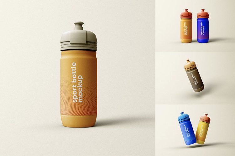 Sport Water Bottle Mockup 运动水壶水瓶模型品牌包装logo设计贴图ps样机素材模板