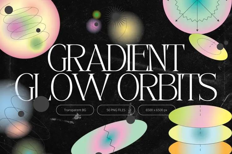 Gradient Glow Orbit Shapes  50款时尚潮流抽象艺术模糊渐变光晕几何图形webp免抠图片设计素材