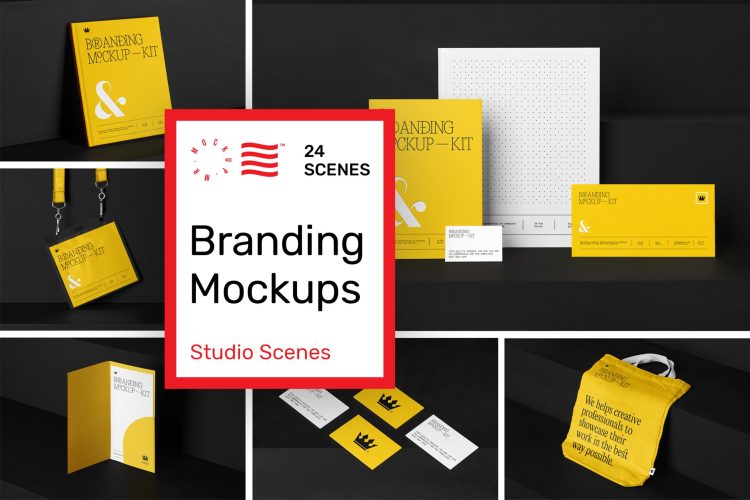 Branding Mockups Kit – Studio Scenes  24款拎袋文具包装企业形象品牌VI应用设计作品贴图ps样机素材模板