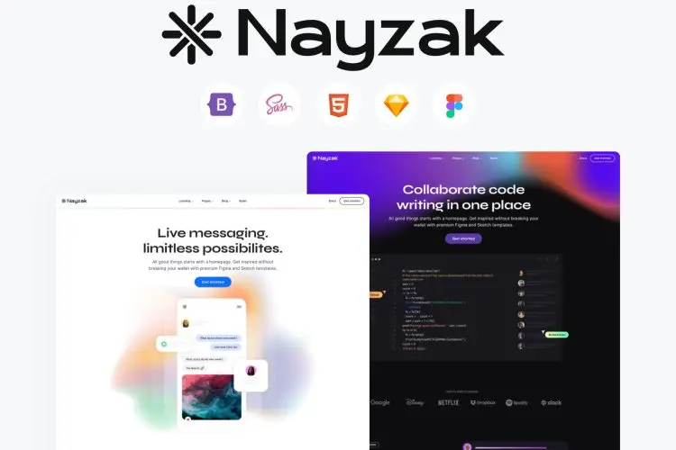 Nayzak – SAAS HTML Template & UI Kit 全套专业SAAS软件服务网站界面html代码UI套件Figma网页设计模板