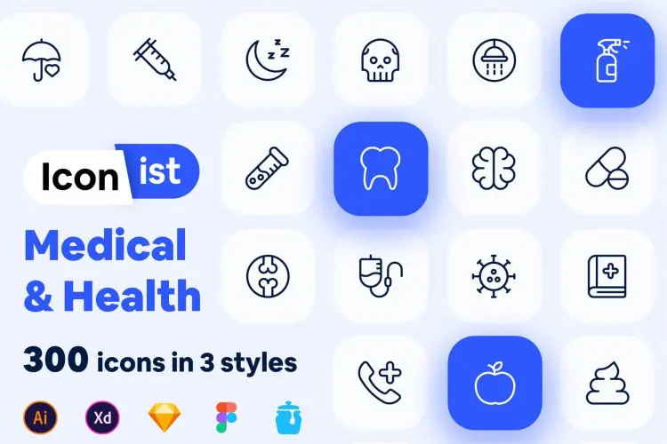 Iconist – 300 Medical and Health icons  300个医疗应用小图标_健康icon图标素材