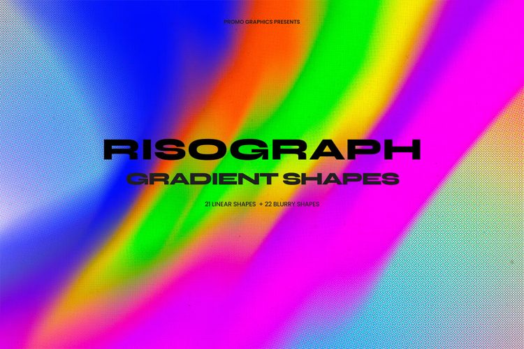 Risograph Gradient Shapes  21种线性涂抹抽象艺术模糊渐变插图插画图片png免抠图设计素材