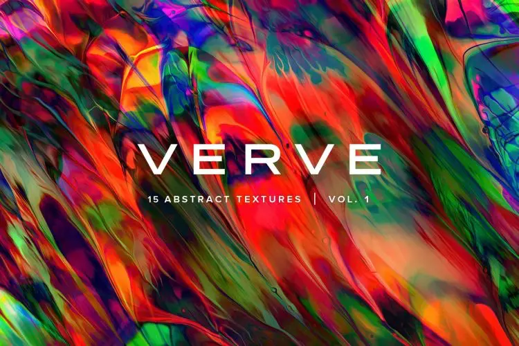 Verve Vol1 15 Abstract Textures 未来抽象多彩活力绘画涂料油漆3D效果纹理背景图片PS笔刷设计素材套装