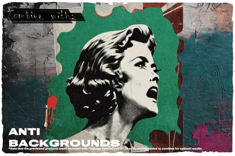 Collage Cutouts Vol-2  818款街头前卫做旧人脸生活用品拼贴艺术剪贴画PNG免抠图设计素材