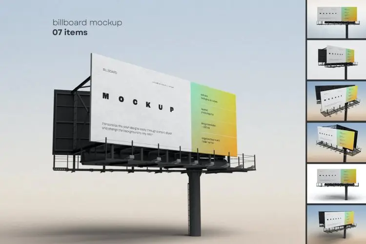 Billboard Mockup  7款户外巨幅宽体高炮广告牌模型设计贴图ps展示样机素材mockup模板