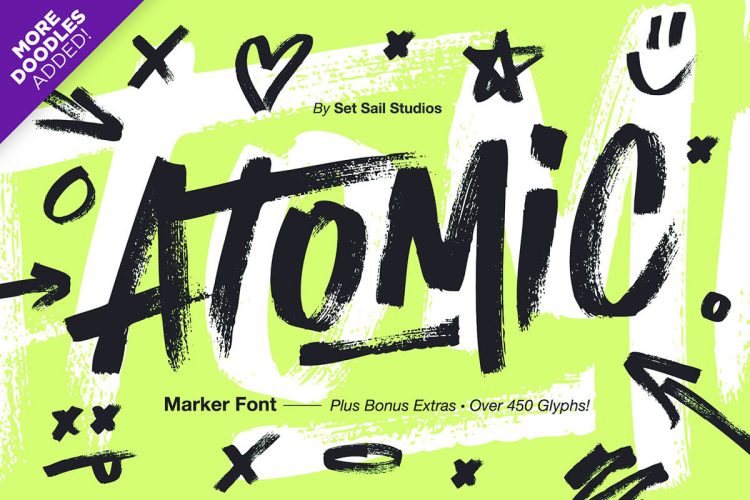 ATOMIC Marker Font + Extras (UPDATE) 海报签名LOGO商标设计手写英文字体设计