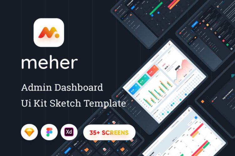 Meher – Admin Dashboard Ui Kit Sketch Template 网站后台管理仪表板UI界面设计Sketch模板