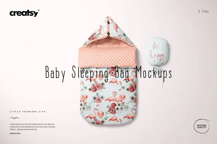 Baby Sleeping Bag Mockup Set 婴儿睡袋印花图案设计贴图样机模板套装