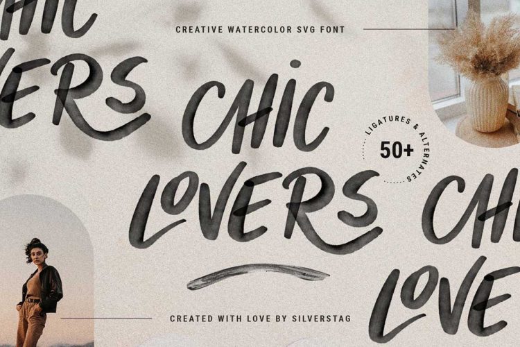 CHIC LOVERS – Watercolor SVG Font 杂志书籍封面包装设计英文字体下载