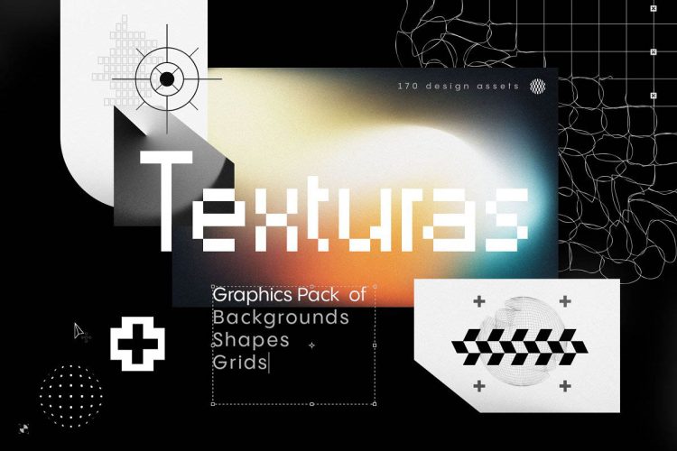 Texturas – Retro Graphics Pack 潮流复古酸性创意蒸汽波流体渐变波浪网格海报设计背景纹理素材