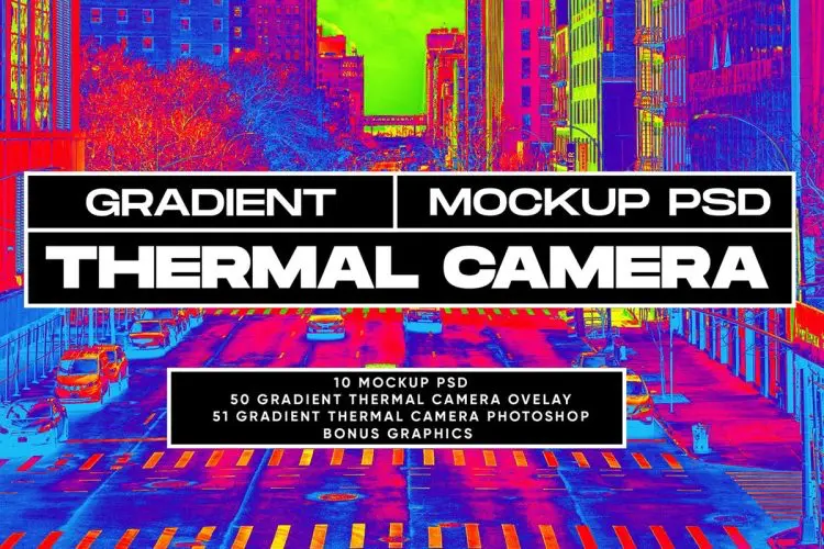 Gradient Thermal Camera 时尚潮流热像仪特效生成广告海报封面平面设计ps样机素材源文件