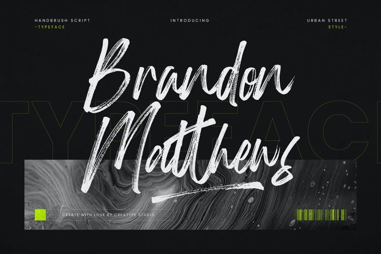 Brandon Matthews Handbrush Script 潮流毛笔书法手写体笔刷logo标识杂志请帖海报标题草书英文字体