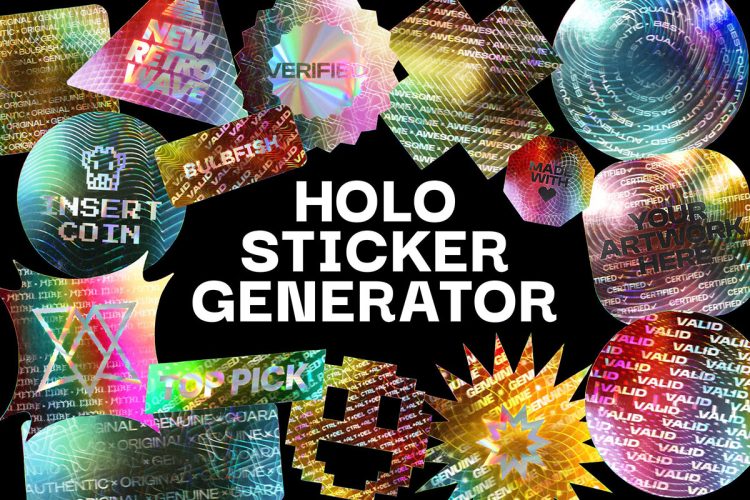 Holo Sticker Generator 潮流全息镭射不干胶防伪贴纸logo设计贴图ps样机素材展示效果模板