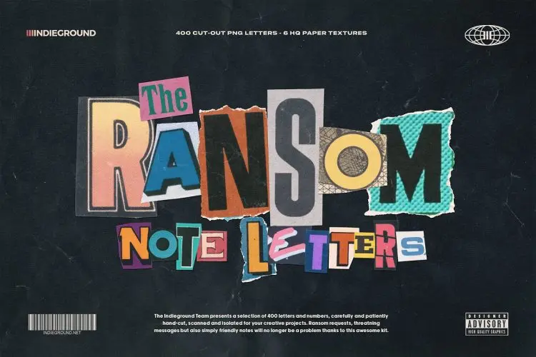 Ransom Note Letters  400款潮流创意英文字母符号剪报拼贴画撕纸webp免抠图片设计素材源文件
