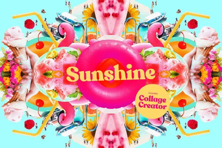 Sunshine – Retro Summer Cut-Outs 潮流美式复古夏季沙滩万花筒剪报拼贴元素海报设计webp免抠图片设计素材