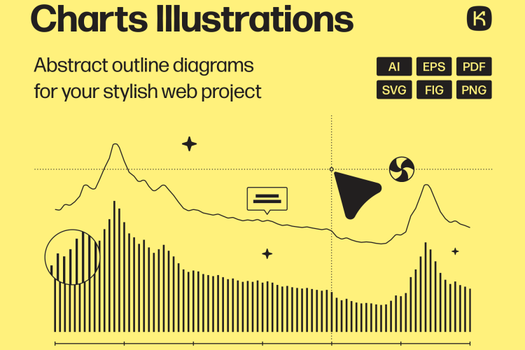 Charts Illustrations  12款潮流时尚机能抽象仪表盘数据可视化图表样式ai设计素材源文件