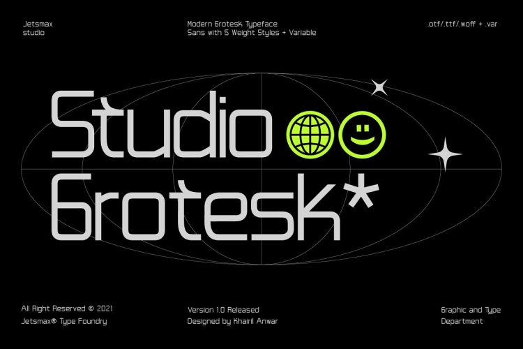 Studio Grotesk – Modern Typeface 现代极简潮流酸性未来科幻logo无衬线英文字体家族