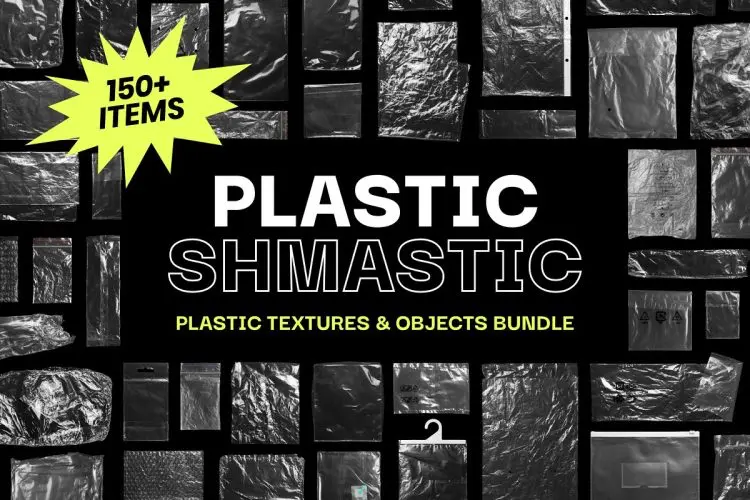 Plastic Shmastic – Objects Bundle  150款潮流复古透明塑料薄膜胶带包装纸保鲜膜webp免抠图片设计素材
