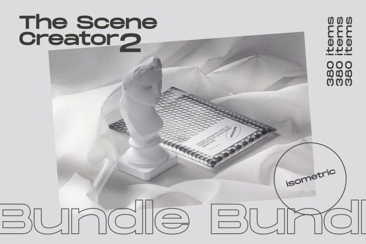 The Scene Creator 2-isometric  2.5D等距品牌VI摆件信纸名片文具设计贴图ps样机素材场景展示效果