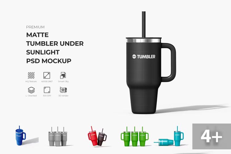 Tumbler Mug Mockup  10款带吸管的不倒翁金属马克杯茶杯水杯模型品牌包装设计贴图ps样机素材模板