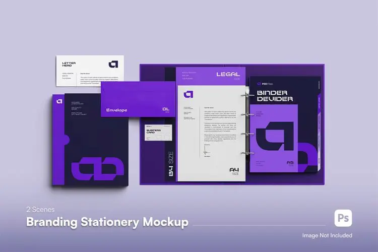 Stationery Mockup 基础办公信封文具悬浮样机展示素材