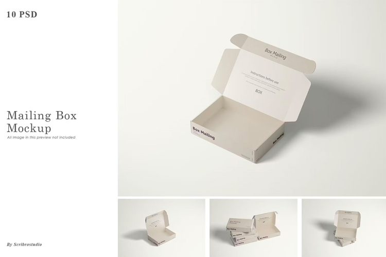 Mailing Box Mockup 飞机盒快递包裹纸盒模型品牌展示贴图ps样机素材模板