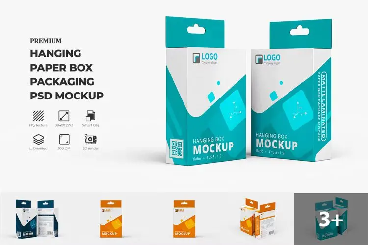 Hanging Box Packaging Mockup  12款悬挂式产品包装纸盒模型品牌logo标识展示设计贴图ps样机素材模板