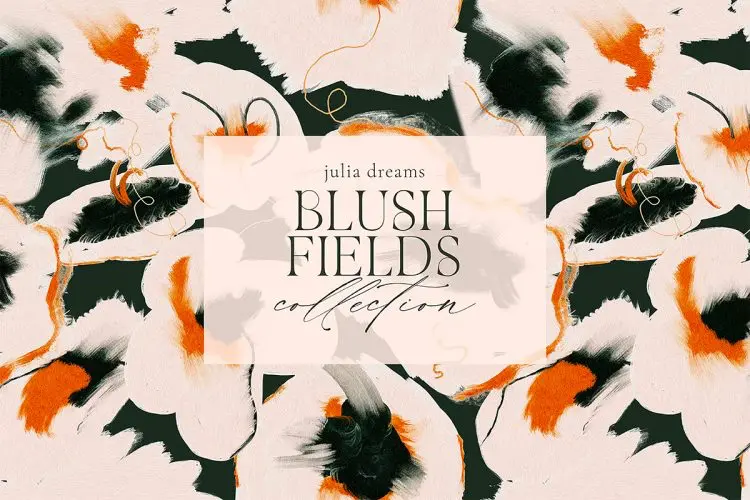 Blush Fields Textured Collection 潮流时尚中国风抽象艺术水墨手绘花卉水彩绘画webp免抠图片素材