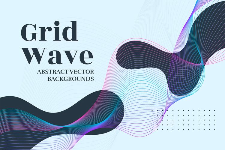 Flat Splash and Grid Wave Backgrounds 扁平化简约时尚未来科幻艺术网格波浪线条科技背景底纹ai设计素材