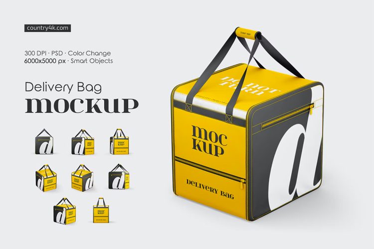 Delivery Bag Mockup Set 快递外卖配送送货袋模型品牌logo标识商标设计贴图ps样机素材模板