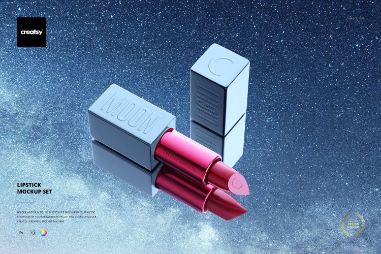 Lipstick Mockup Set  10款时尚方形化妆品口红包装罐设计展示效果图PSD样机模板素材