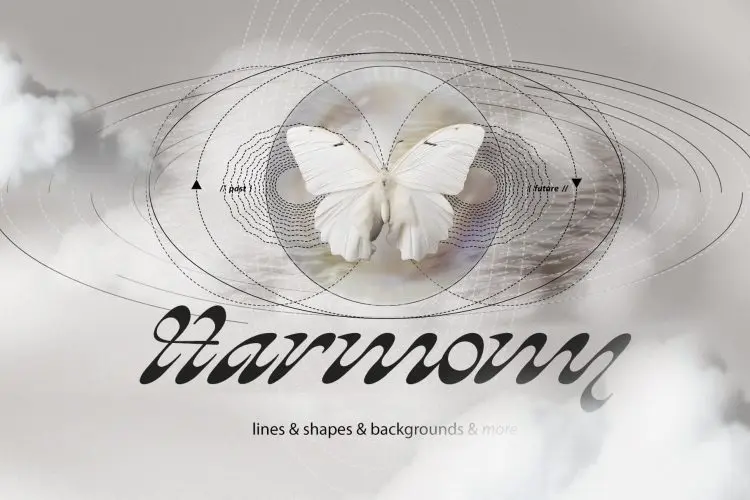 Harmony Textures & infographic 神圣空灵宁静抽象艺术背景图片3D几何轮廓线条webp免抠拼贴素材