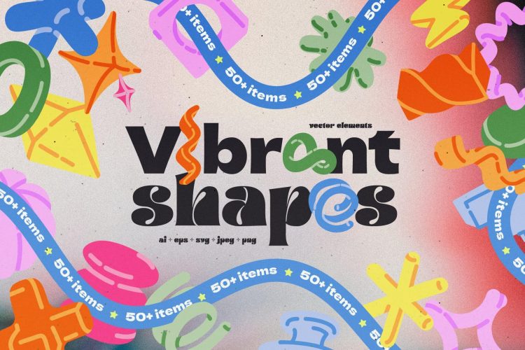 Vibrant 3d-fake shapes. Vector set  53款趣味时尚卡通抽象超现实几何图形插图插画矢量设计素材源文件