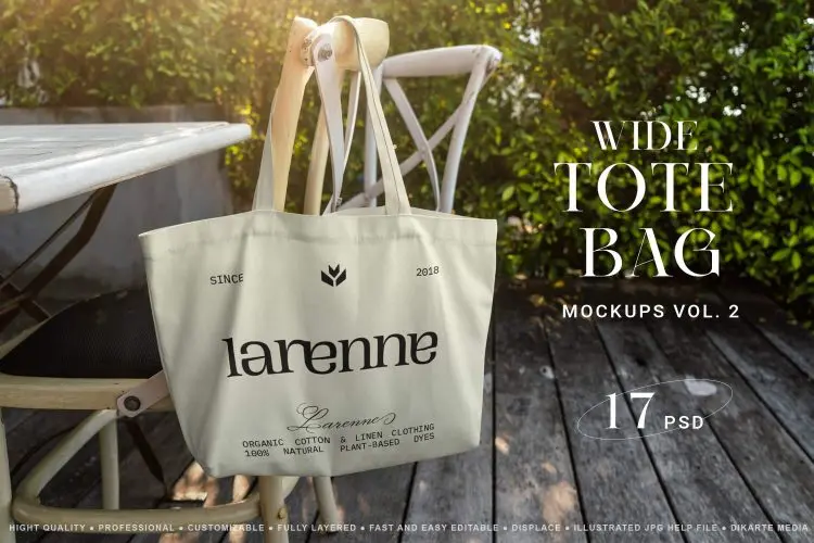 Tote Bag Wide Style vol.2  17款帆布包环保手提袋托特包设计贴图ps样机素材街拍展示效果图