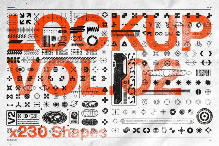 Lockup Vector Pack. Vol2  230款时尚潮流现代抽象艺术几何赛博朋克logo图形ai矢量设计素材