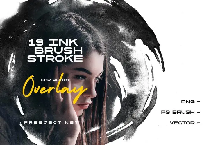 Ink Brush Stroke for Photo Overlay 19款抽象艺术中国风毛笔水墨笔刷背景底纹webp免抠图片设计素材