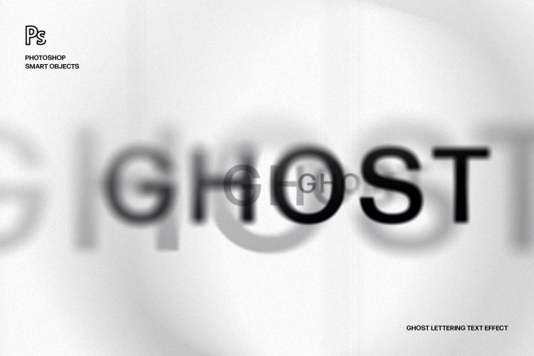 Ghost Lettering Text Effect 创意抽象未来科幻游戏神秘模糊logo特效字体设计ps样机素材模板