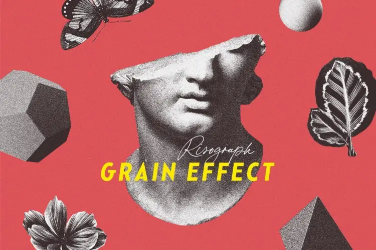 Risograph Grain Effect 经典复古做旧粗糙噪点肌理图片滤镜ps样机素材特效生成模板源文件