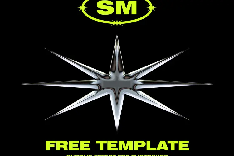 FREE CHROME EFFECT 潮流未来金属镀铬3D立体反光logo标题字体ps样机素材特效生成模板