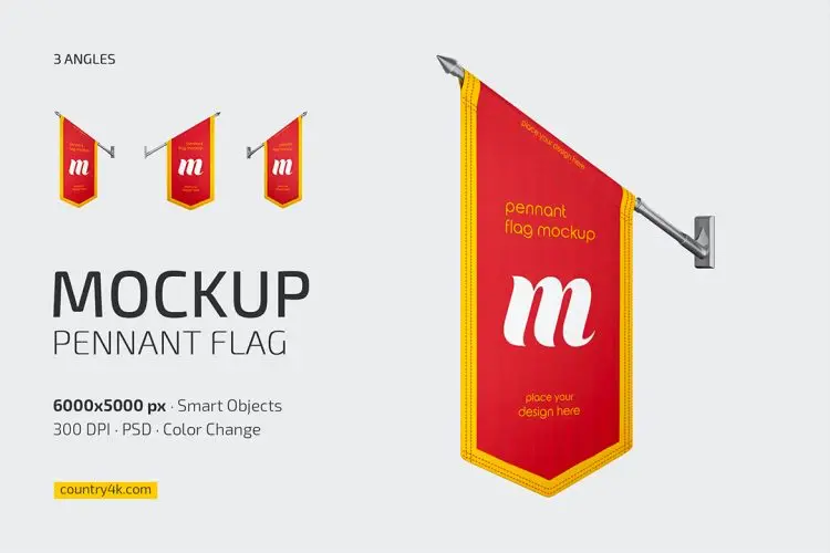 Pennant Flag Mockup Set 三角旗锦旗模型横幅广告展示设计贴图ps样机素材源文件