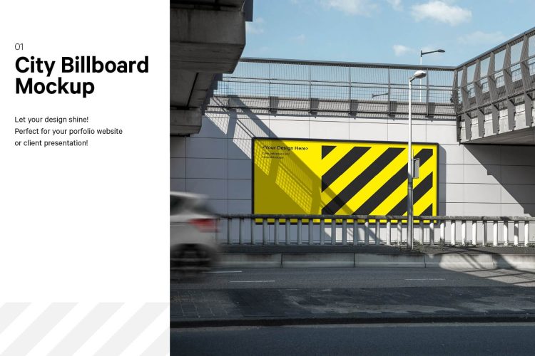 City Road Billboard Mockup 城市街道橱窗广告场景模拟效果展示样机mockup智能贴图ps素材模版