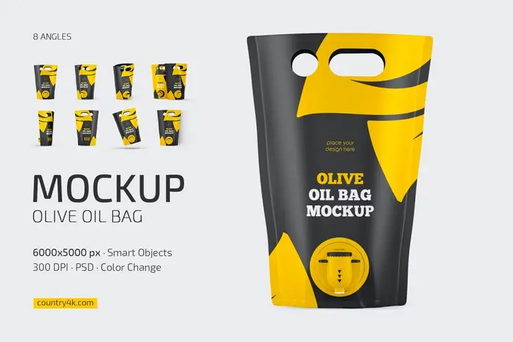 Olive Oil Bag Mockup Set 橄榄油葡萄酒拎袋模型品牌包装设计贴图ps样机素材源文件