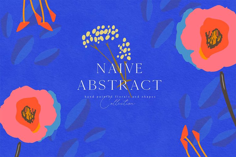 Naive Abstract Flowers Floral Vector Collection 幼稚抽象花朵矢量花卉插画图案图片平面设计素材