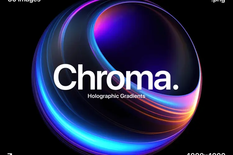 Chroma – Holographic Gradients 30款圆形未来科幻全息渐变3D科技抽象圆环webp免抠高清图片素材