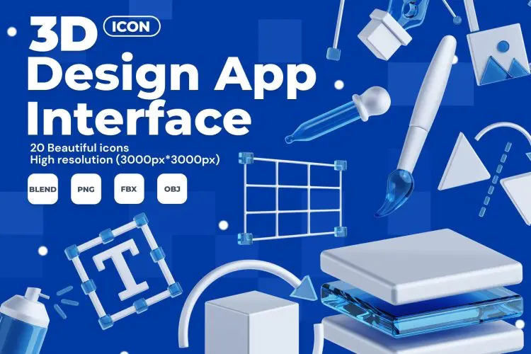 Design App Interface 3D Icon Set  20款精美网络网页APP界面设计3D立体图标Icons设计素材包