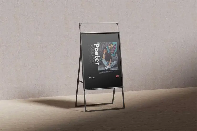Stand Board Mockup  A形金属折叠架展板模型广告海报招贴展示设计贴图ps样机素材