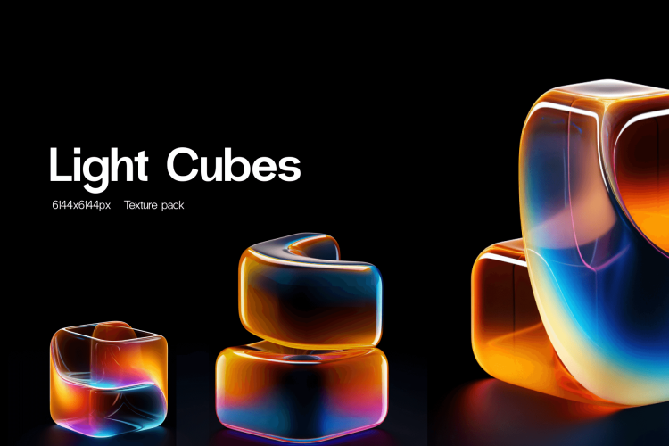 Light Cubes Texture Pack vol 1.  21款炫酷发光立方3D立体图形抽象艺术PNG免抠背景图片设计素材包